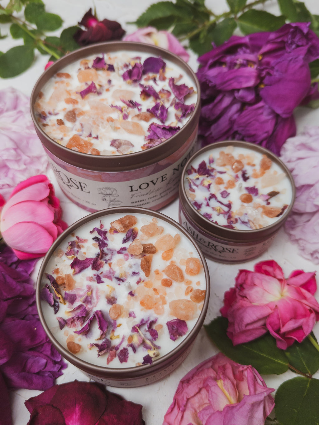 LOVE NOTES Rose + Pink Salt Candle