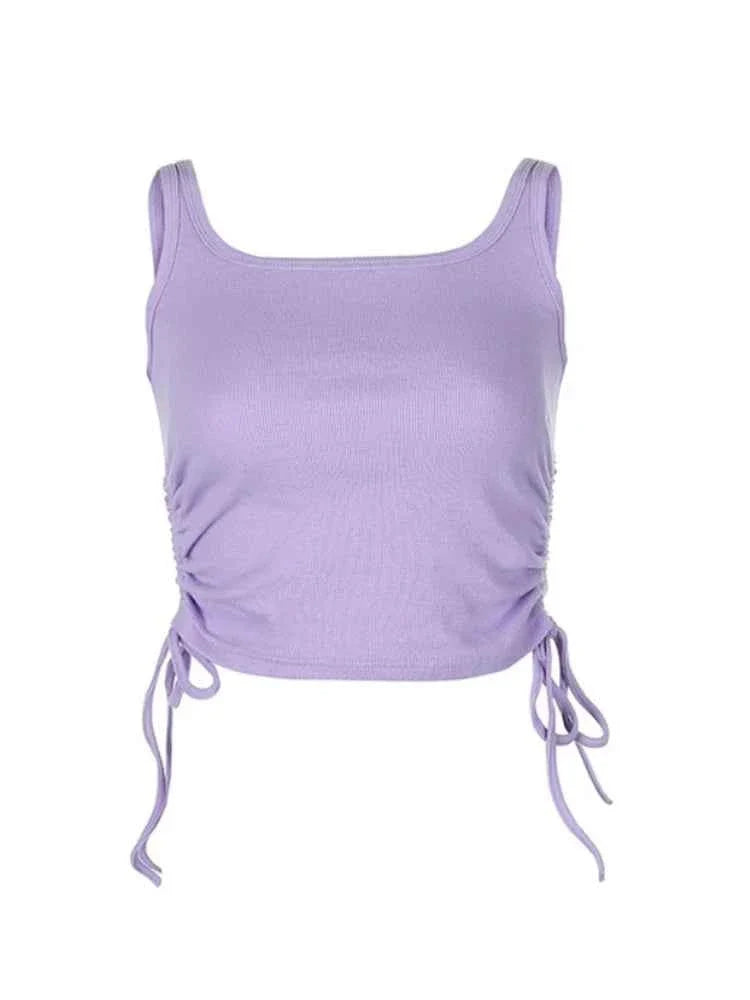 Tie-Up Ruched Crop: Women's Casual Summer Tee